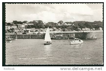 Real Photo Postcard The Harbour & Boats Saundersfoot Pembroke Wales - Ref A76 - Pembrokeshire