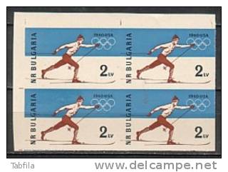 BULGARIA / BULGARIE - 1960 - Ol.Win.G´s - Squaw Valley´60 - 1v - Bl.de 4 Non Dent.** - Unused Stamps