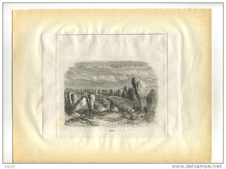 - CARNAC .  GRAVURE SUR BOIS DU XIXe S. DECOUPEE ET COLLEE SUR PAPIER - Estampes & Gravures