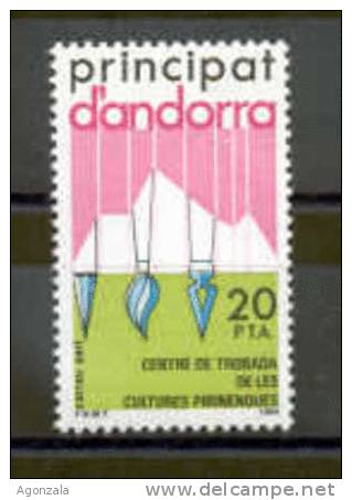 TIMBRE NOUVEAU ANDORRE 1984 CENTRE DE CULTURE PYRÉNÉENNE - CRAYON BROSSE PLUME - Otros & Sin Clasificación