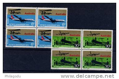 Australia 1970, 50 Ans   « Quantas Airways »  YV.422/423** Blocs De 4  Cote 12,-€ - Ungebraucht