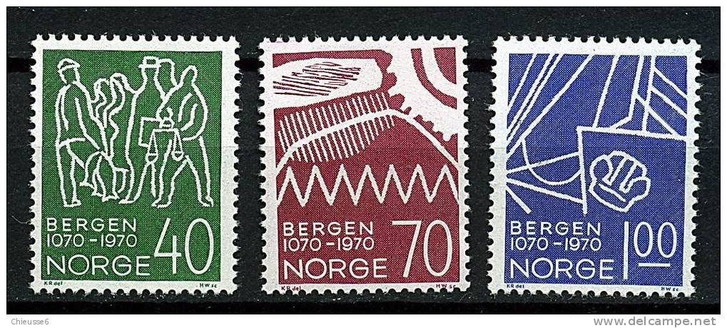 Norvège ** N° 564 à 566 - 900e Ann. De La Ville De Bergen - Neufs