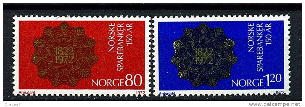 Norvège ** N° 594/595 - 150e Ann. Des Caisses D'épargne Norvégiennes - Neufs