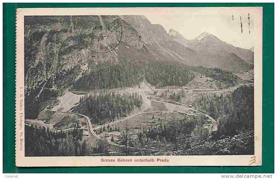 St. MORITZ -1905 POSTCARD - GROSSE KEHREN UNTERHALB PREDA - Sent To BAYONNE CITY, USA - RAILWAYS - Funiculaires