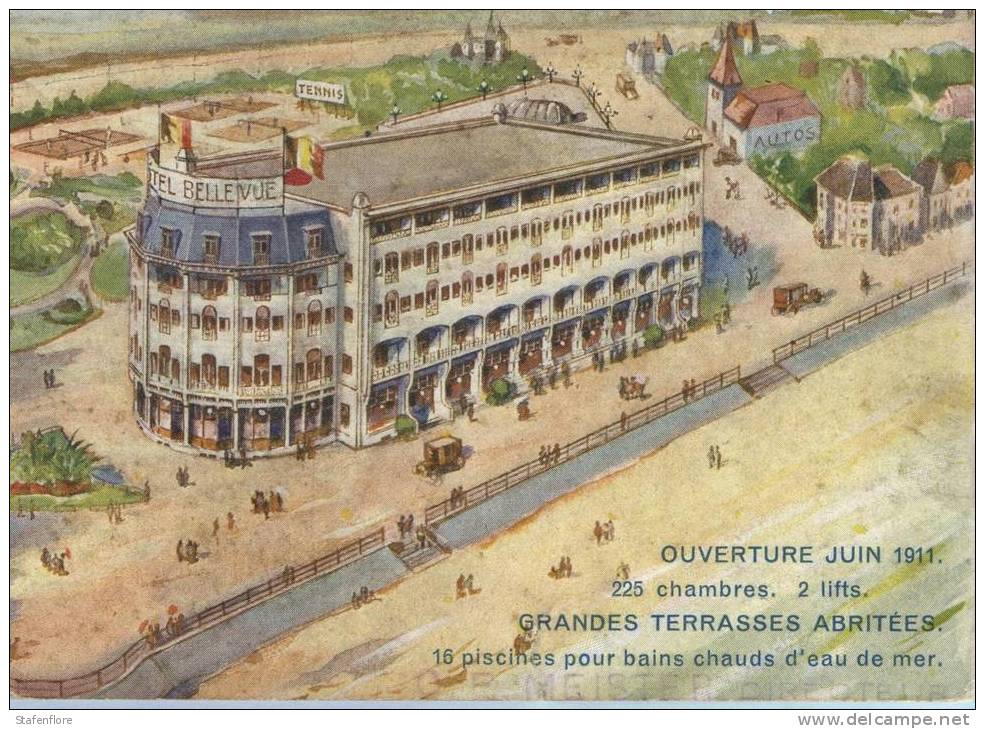 ROTONDE RARES ZELDZAAM AANGEBODEN ARCHITECT VAN RIJSELBERGHE  OUVERTURE KAART GRAND HOTEL BELLEVUE WESTENDE-BAINS 1911 - Westende