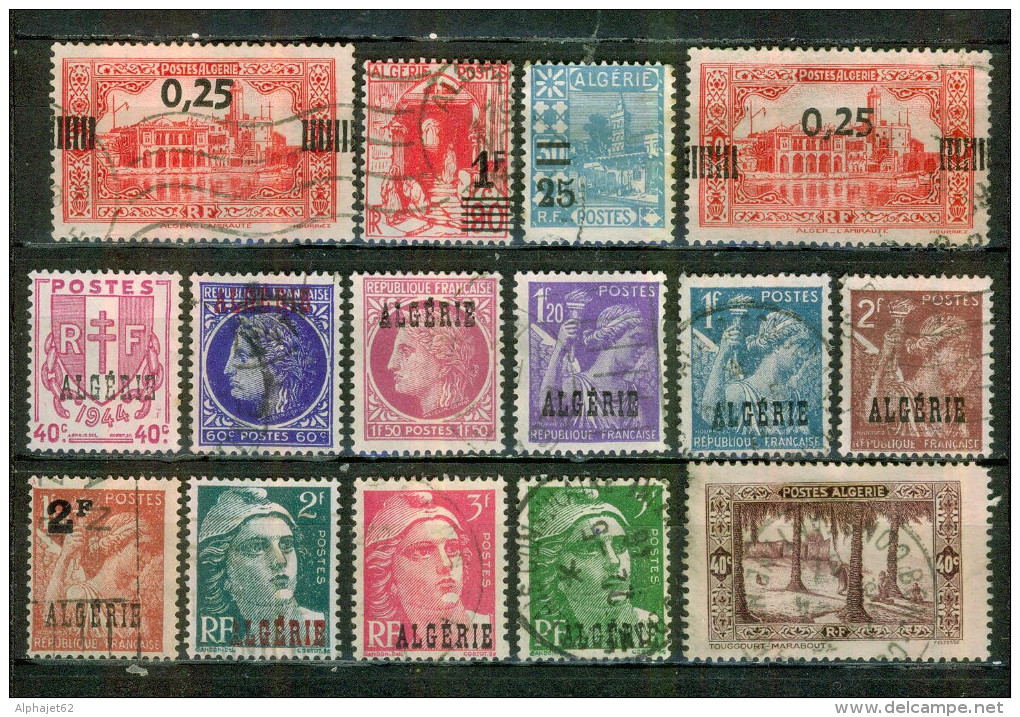 Timbres Surchargés 1938 - ALGERIE - Timbres De France Surchargés - Marianne De Gandon - 1945 - Used Stamps