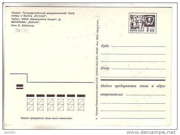 GOOD ESTONIA POSTCARD 1973 - Tallinn - Opera Theatre ESTONIA - Oper