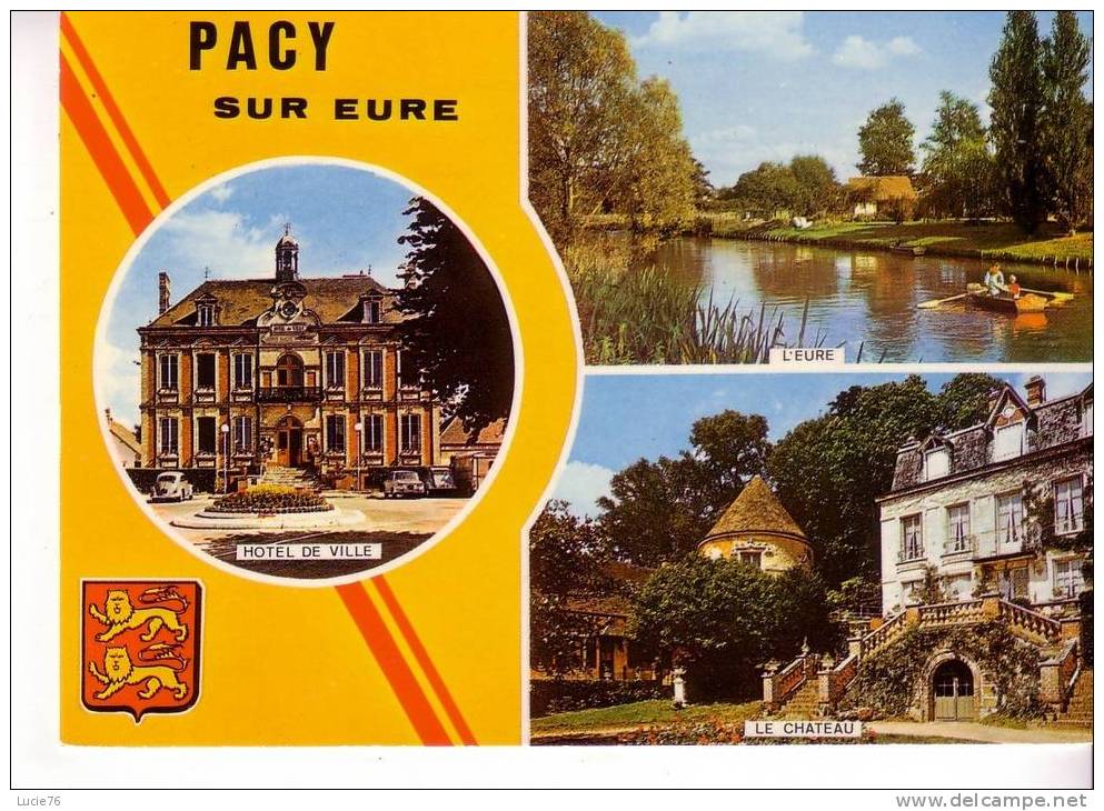 PACY SUR EURE -  3 Vues : Hôtel De Ville - L´Eure - Le Château - N° 102  - Blason - Pacy-sur-Eure