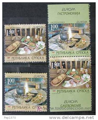 SERBIA BOSNIA 2005 - GASTRONOMIA - EUROPA CEPT 4 SELLOS - 2005