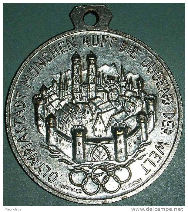 Sport,Olympic Games,Munchen 1972.,Medal,Official Olympic Sign,Tourch,Diam.39mm - Andere & Zonder Classificatie