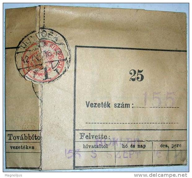 Postal History,Telegram,Cable,Wire,With Label,Hungary,WWII,vintage - Télégraphes