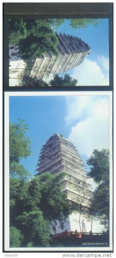 China UNESCO World Heritage - Leshan Giant Buddha Scenic Area - Tang Dynasty Lingbao Tower Prepaid Postcard - UNESCO