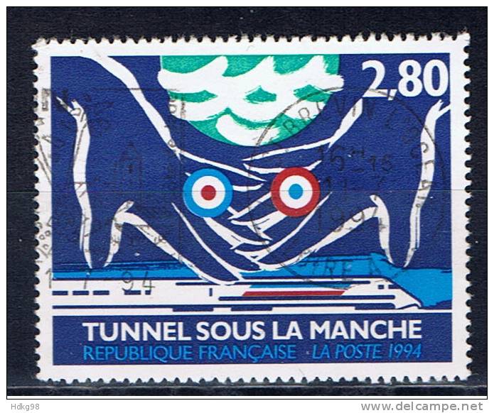 F Frankreich 1994 Mi 3024 Eisenbahntunnel Unter Ärmelkanal - Gebraucht