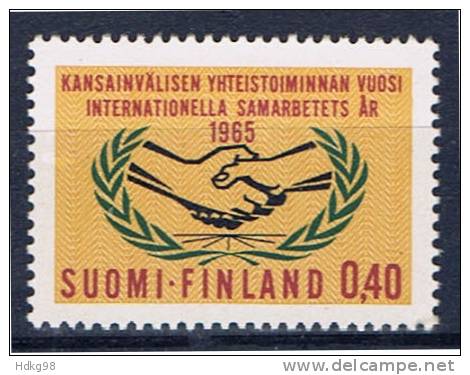 FIN Finnland 1965 Mi 597** Internationale Zusammenarbeit - Unused Stamps