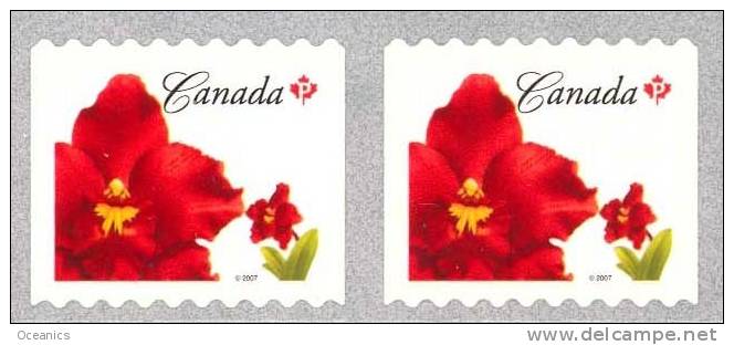 Canada (Scott No.2244A - Orchidés / Orchids) [**[ Paire / Pair - Perf 8.8 - Ongebruikt