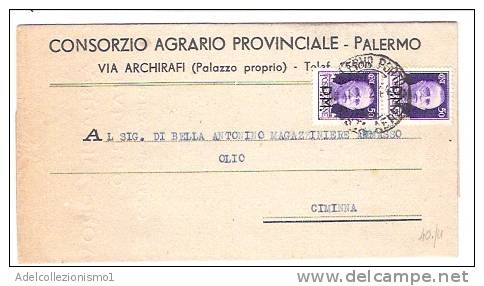 3765)lettera Con 2x50c Imperiale Da Palermo A Ciminna Il 14-12-1944 - Marcofilía