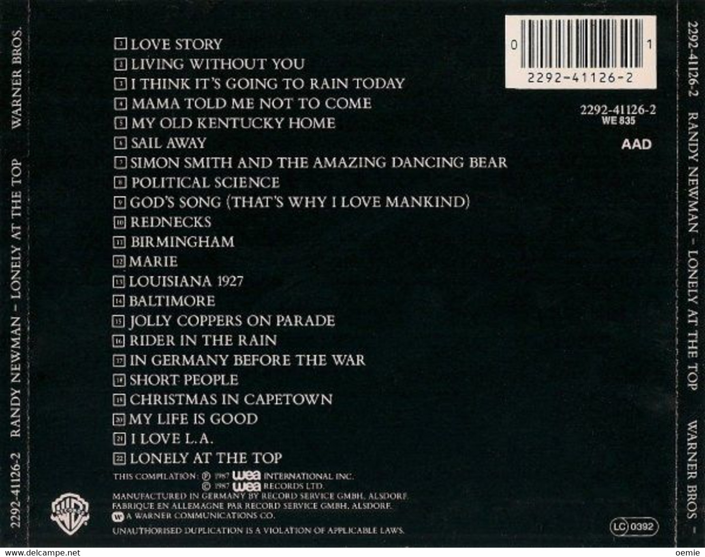 RANDY  NEWMAN °° LE  BEST  OF   LONELY  AT  THE  TOP  //  CD ALBUM  22 TITRES NEUF SOUS CELLOPHANE - Klassik