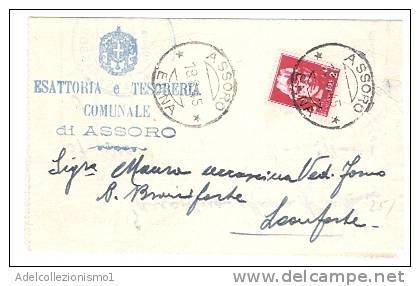 3782)cartolina Con 2x25c + 10c Imperiale Da Assoro A Leonforte Il 18-8-1945 - Marcofilía