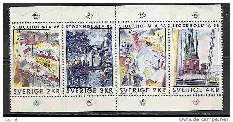 SWEDEN - STOCKHOLMIA 86 - Se-tenant Block Of 4 From The Exploided BOOKLET - Yvert # C 1316 - VF USED - Blokken & Velletjes