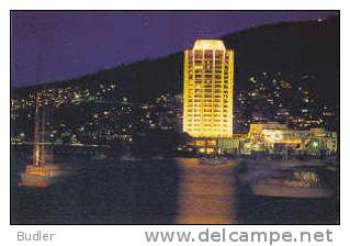 AUSTRALIA : 1985 : Post.Stat. : HOBART CASINO,NIGHT,LIGHT,ILLUMINATION,SKYSCRAPER,NAVIGATION,SAILING BOATS, - Ganzsachen