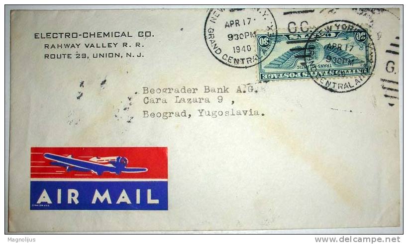 United States,Cover,with Picture,Air Mail,Letter,Electro-Chemical Co.,vintage - 1c. 1918-1940 Covers