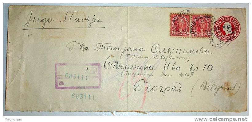 United States,Cover,Stationery,Registered Letter,Slovenia,Ljubljana American Department,Stamps,Dim.105x240mm,vintage - Brieven En Documenten