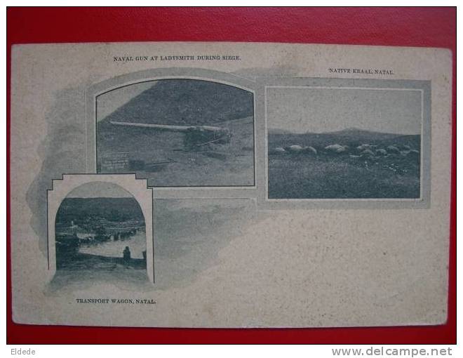 Pionniere Entier Postal Voyagé 1902 Naval Gun Ladysmith, Multivues Boer War - Afrique Du Sud