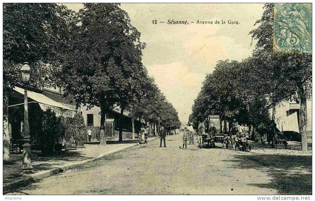 CPA 51 : SEZANNE  Avenue De La Gare Animée Avec Attelage Spécial  A VOIR !!!!!! - Sezanne