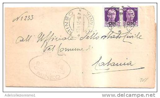 3803)lettera Con 2x50c Imperiale P.M. Da Mineo A Catania Il 10-4-1945 - Marcophilie