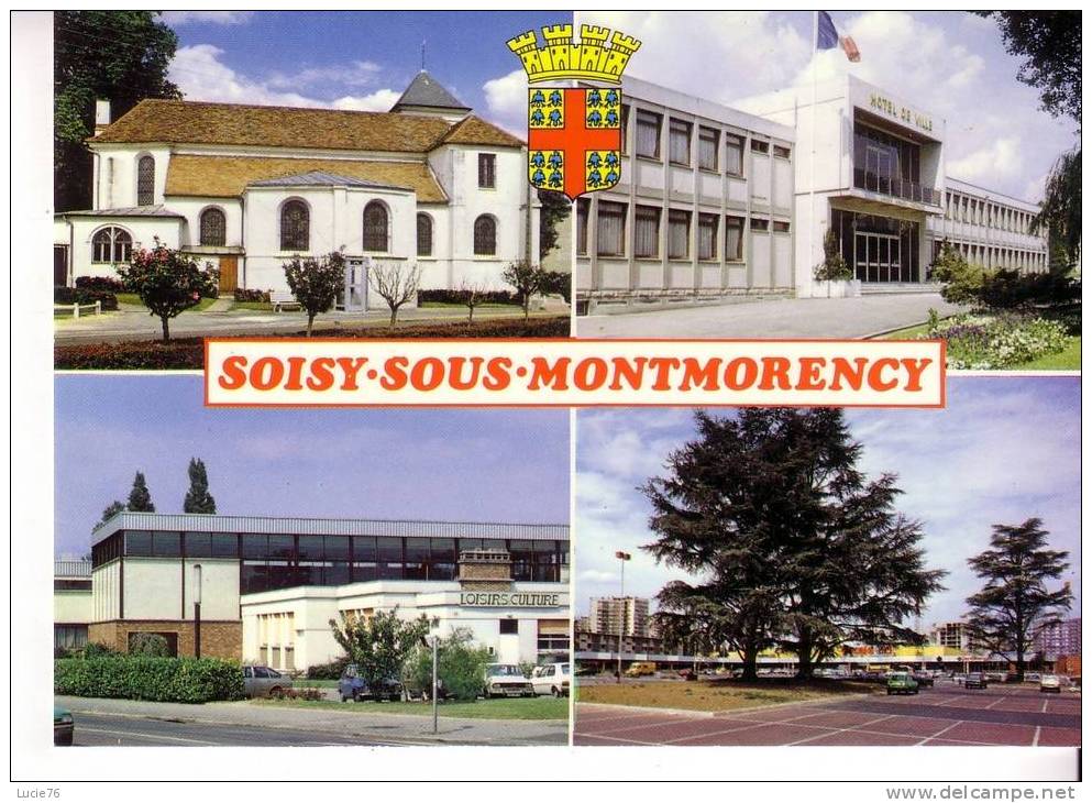 SOISY SOUS MONTMORENCY -  4 Vues :  L´Eglise - L´Hôtel De Ville - La Piscine -  Le Centre Commercial  ESCALE 95 - N°  81 - Soisy-sous-Montmorency