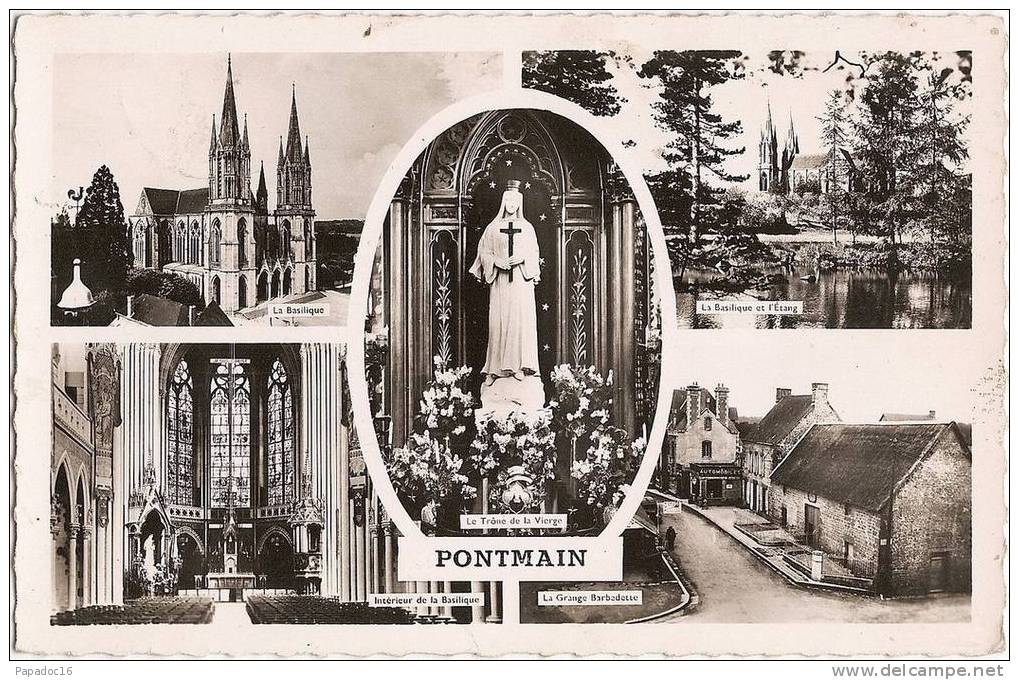 53 - Pontmain - CPSM - Multivues  (Vierge - Basilique - étang - Grange Barbedette) - éd. Gaby / Artaud - Pontmain