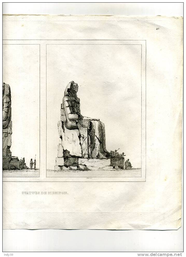 - STATUES DE MEMNON . EAU FORTE  DU XIXe S. - Andere & Zonder Classificatie