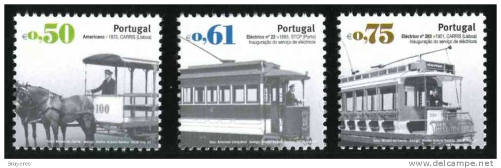 Série De 5 Timbres Gommés Du Portugal "Evolution Des Transports Urbains" - Tramways