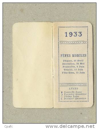 CALENDRIER 1933 Scène De Campagne Et Publicité Lisieux Au Dos Bandagiste 18 Rue Aux Fèvres - Petit Format : 1921-40