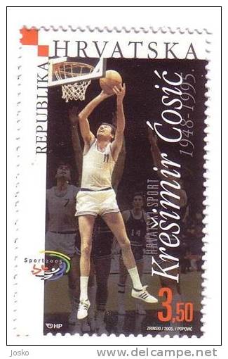 BASKETBALL & KRESIMIR COSIC ( Croatia Stamp MNH** ) Basket Ball - Basket-ball - Baloncesto – Pallacanestro * - Baloncesto