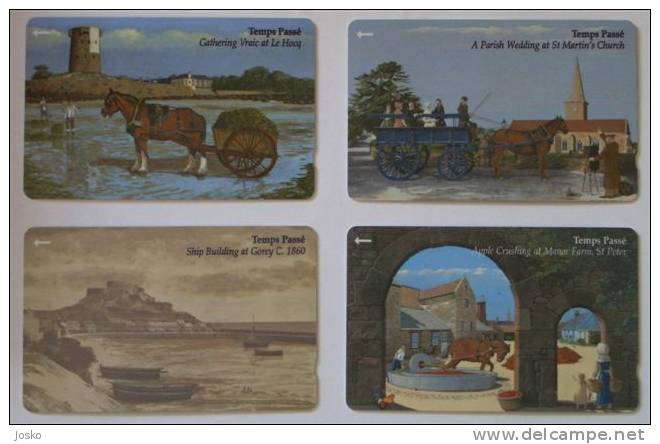 TEMPS PASSE ( Jersey Islands Set Of 4.cards ) Horse Cheval Caballo Cab Coach Carriage Carrosse Photographer Photographe - [ 7] Jersey Und Guernsey