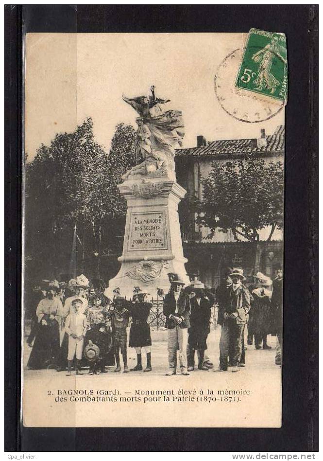 30 BAGNOLS SUR CEZE Monument Aux Morts, Guerre 1870, Très Animée, Ed Vallat 2, 190? - Bagnols-sur-Cèze