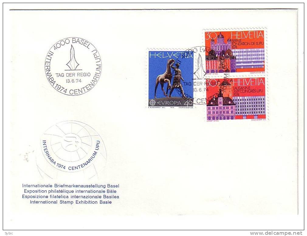 SUISSE- Enveloppe Philatélique 13/06/1974 - Yvert 955 , 956 & 957 - Lettres & Documents