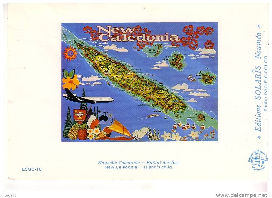 NOUVELLE CALEDONIE   -     ENFANT DES ILES -  Carte De L'Ile  - N° ESGC  16 - Nouvelle Calédonie