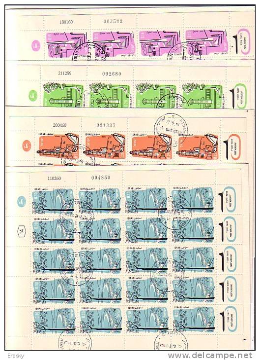 E272 - ISRAEL AERIENNE Yv N°18/26 (-27) FUEILLE OBLIT. PREMIER JOUR - Blocks & Sheetlets