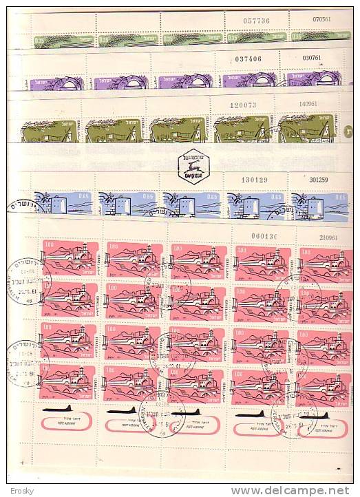 E272 - ISRAEL AERIENNE Yv N°18/26 (-27) FUEILLE OBLIT. PREMIER JOUR - Blocks & Kleinbögen