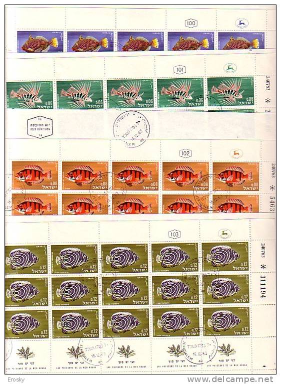 E252 - ISRAEL Yv N°242/45 POISSONS FUEILLE OBLIT. PREMIER JOUR ( Registered Shipment Only ) - Blocs-feuillets