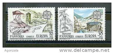 SERIE TIMBRES NOUVEAUX ANDORRE EUROPA CEPT 1983 CONSTRUCTEURS D'ÉGLISES ROMANES - MOULIN D' EAU - 1983