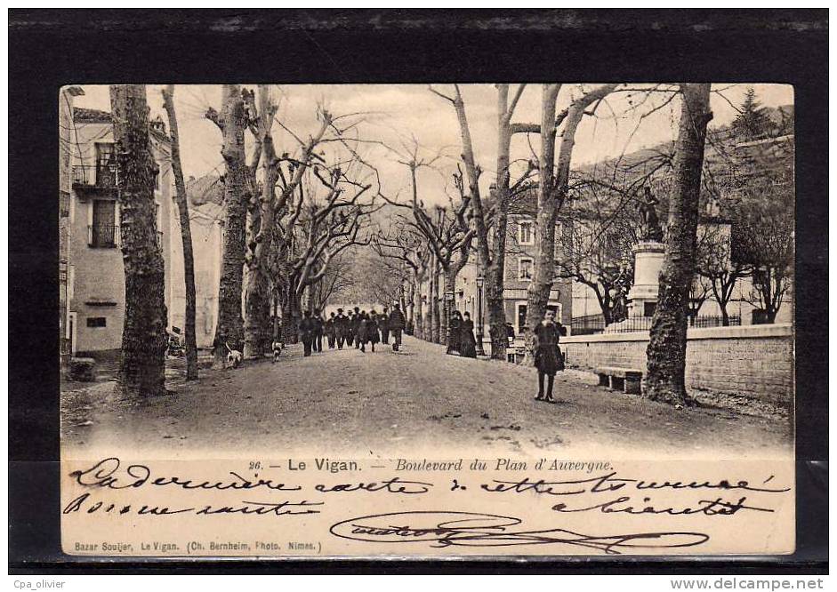 30 LE VIGAN Boulevard Du Plan D'Auvergne, Animée, Ed Soulier 26, 1903 - Le Vigan