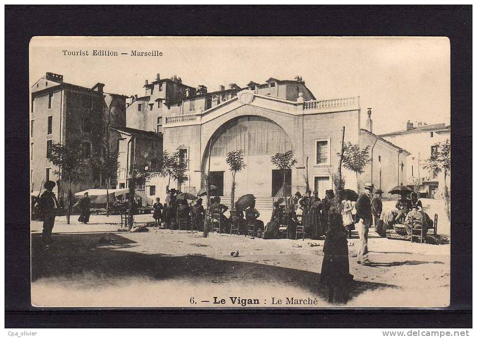 30 LE VIGAN Marché, Halles, Animée, Ed Tourist 6, Dos 1900 - Le Vigan