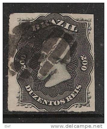 BRAZIL / Brésil , 1876 , Yvert N° 35 , 200 R  Noir, Percé En Ligne,  Obl.  ; B/TB , Cote 9 Euros - Gebraucht