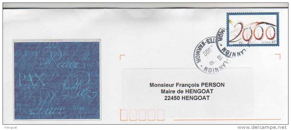 Enveloppe à Usage De Service,hors Commerce,oblitérée De 2000 , Avec Sa Carte - Official Stationery