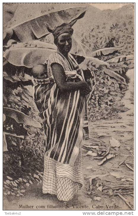 Cabo Verde  -  S. Vicente  -  Mulher Com Filho  -  1919 - Cap Vert