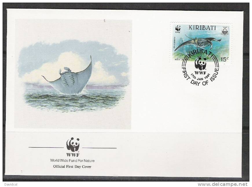 S824.-. KIRIBATI - 1991.- W.W.F. - FDC.- MANTA RAYA . - Autres & Non Classés