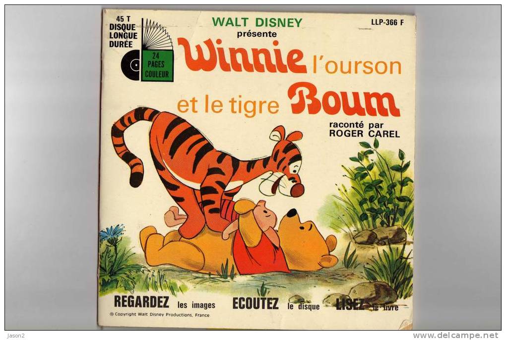 Livre Disque  45t   Winnie L´ourson Et Le Tigre Boum - Disney